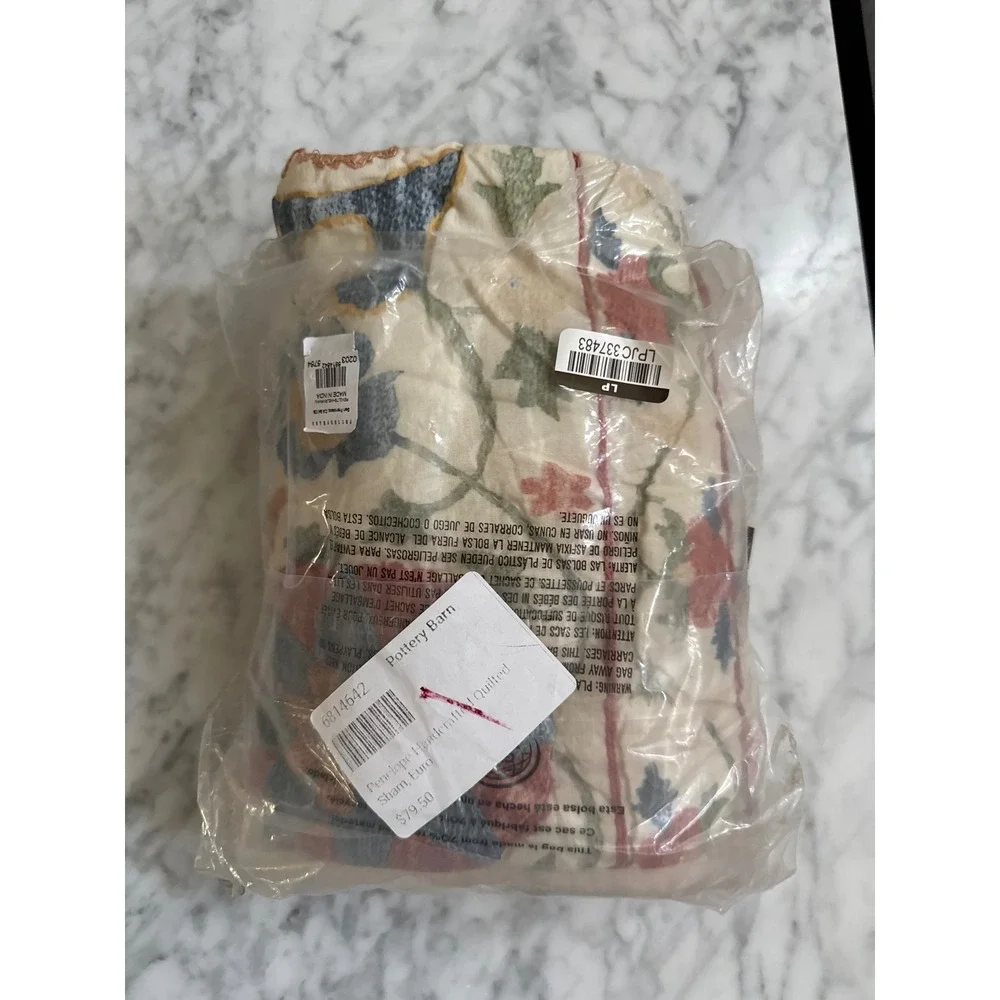 Pottery Barn Penelope Handcrafted Quilted Euro Sham Warm Multi Floral 26x26